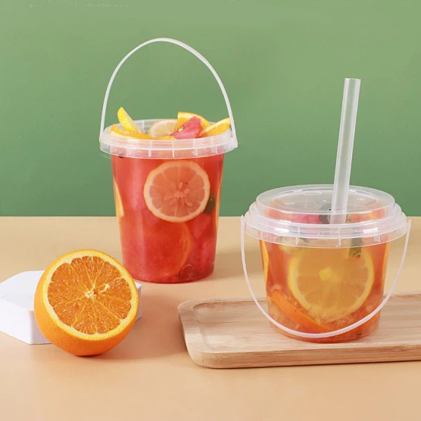 Fruit Bucket With Carrying Handle For Milk Tea