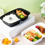 Suorakulmainen ristikko amerikkalainen musta muovinen bento-lounaslaatikko